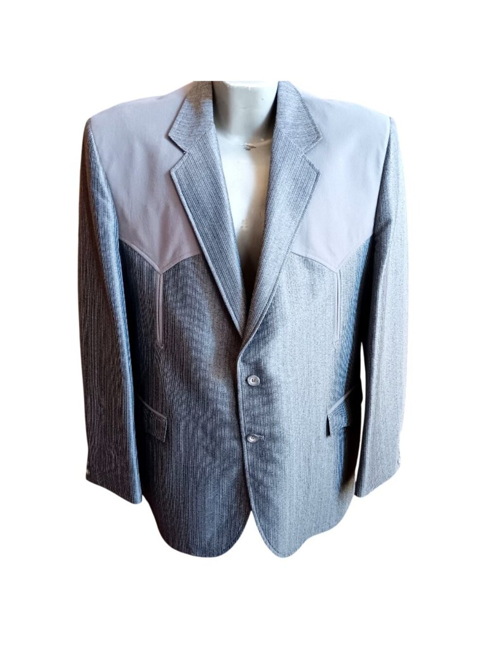 True Vintage Western Pinstripe Suit 48R Jacket Pants Circle S USA 1980's Rancher